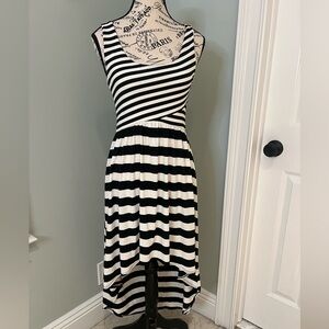 Aqua Black and White Striped Tank High Low Dress | Size S  | Like New